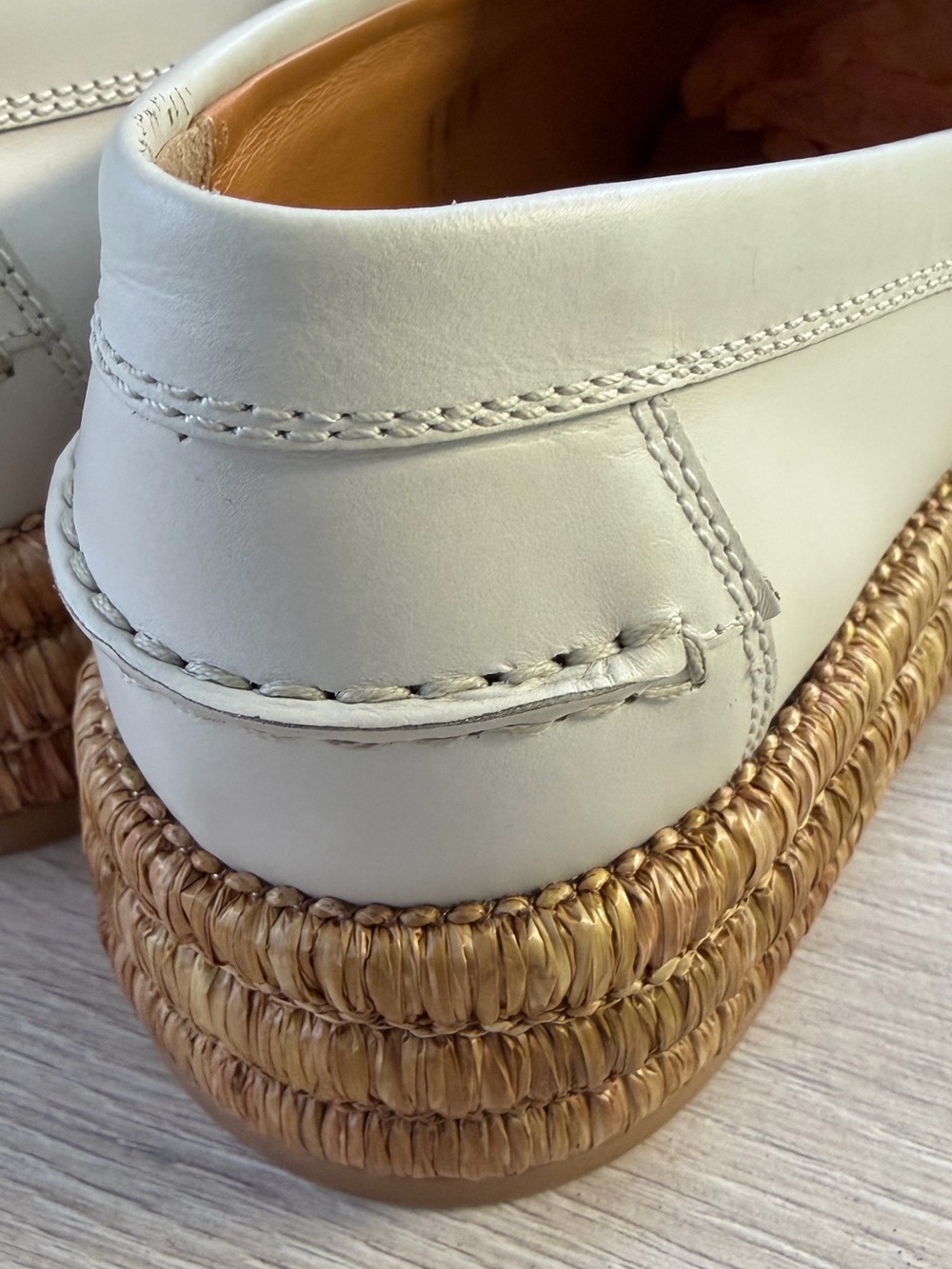 🍀🌼🍀 TOD’S Leather and raffia platform loafers size 7 US/ 37 European - Picture 13 of 16